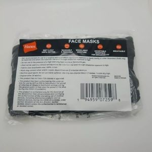 3/$12.00 HANES BLACK REUSABLE COTTON FABRIC MASK 5 MASK FACTORY SEALED NEW